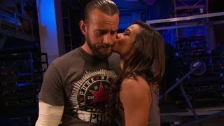 AJ kisses CM Punk Raw June 11 2012 [upl. by Enerehs]