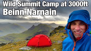 🏴󠁧󠁢󠁳󠁣󠁴󠁿 STRONG Winds on Beinn Narnain Solo Summit Wild Camp [upl. by Animas]