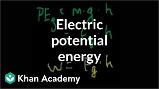 Electric potential energy  Electrostatics  Electrical engineering  Khan Academy [upl. by Aynahs]