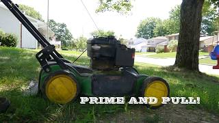 John Deere JS60 Push Mower Wont Prime Fix Wont Start [upl. by Ailemac]