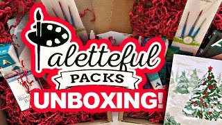 Painting on a MINI CANVAS  December Paletteful Packs Unboxing [upl. by Abernathy]