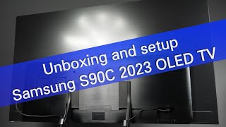 Samsung 55S90C 2023 QDOLED TV unboxing and installation [upl. by Dloraj]