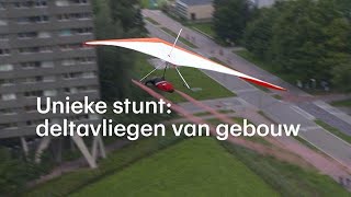 Unieke stunt Arne deltavliegt van een gebouw af  RTL NIEUWS [upl. by Ettennaej329]