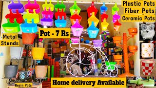 Plant pots with price  Plastic pots Ceramic pots Hanging basket  Home Delivery Available [upl. by Yelram]