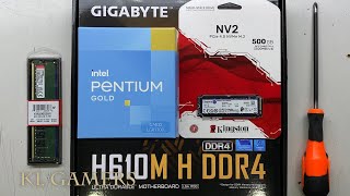 intel Pentium GOLD G7400 GIGABYTE H610M H DDR4 Kingston NV2 SSD PC Build [upl. by Anomer420]