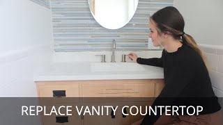 Install a Solid Surface Bathroom Vanity Top  Replace Vanity Countertop [upl. by Adirf]