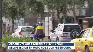 Ordenanza sobre prohibición de dos personas en moto no se cumple en Quito [upl. by Noelani]