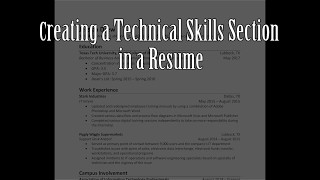 Creating a Technical Skills Section in a Resume [upl. by Kristof63]