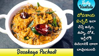 Dosakaya Pachadi recipe in Telugu  Tasty Vantalu [upl. by Yeltihw]