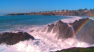 ♥♥ The Best Ocean Waves Crashing Video with Sea Mist Rainbow 3 hrs [upl. by Duomham]