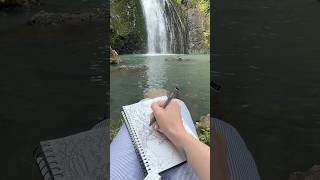 Kitekite Falls Piha art sketch waterfall travel sketching sketchbook ink inktober inkpen [upl. by Ahsikal]