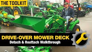 How to Remove Mower Deck John Deere S100 [upl. by Aivila]