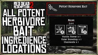 ALL POTENT HERBIVORE BAIT INGREDIENTS LOCATIONS  RED DEAD REDEMPTION 2 [upl. by Castra]