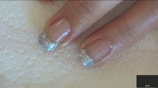 Glitter French Manicure Tutorial Platinum French Tips [upl. by Cuhp]