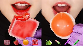 EMOJI FOOD CHALLENGE ASMR HONEY JELLY WAX CANDY CANDIED STRAWBERRY ETC 🕯️ [upl. by Douglass]