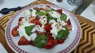 Cherry Tomato Burrata Cheese Peach SaladCaprese Salad [upl. by Gonzalez17]