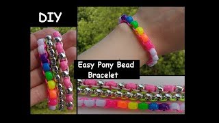 Quick Easy DIY Pony Bead Friendship Bracelet [upl. by Kcirtap222]