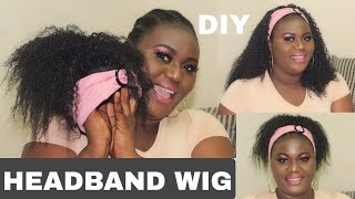 DIY HEADBAND WIG How to to make headband wig No Lace frontal No Glue Easy for Beginners [upl. by Rina224]