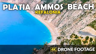 Platia Ammos Beach Kefalonia Best Beaches Greece  Stunning 4K Drone Footage [upl. by Siahc]