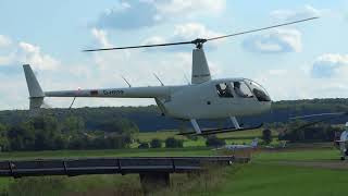 Landung d Robinson R44 mit der D HRFF am 3 9 2017 am Flugplatz Reichelsheim [upl. by Ynattirb]