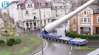 Rotorblatt für den Windpark Goldboden wird angeliefert Transport durch die Stadt [upl. by Jerrylee]