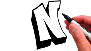 How to Draw the Letter N in Graffiti Style  EASY [upl. by Ehgit]