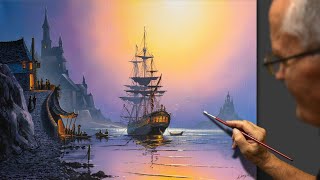 quotTime travelquot Return to the ship harbor Acrylic Artist  Viktor Yushkevich 94 photos 2021 [upl. by Analart240]