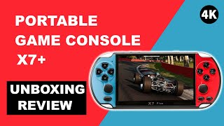 Portable Game Console X7 plus 10000  games Unboxing and review 4K [upl. by Ellehsat]