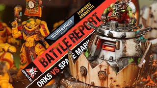 Orks vs Space Marines ONSLAUGHT  Warhammer 40k Battle Report [upl. by Dlared]