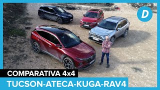 Comparativa SUV 4x4 al límite SEAT Ateca Ford Kuga Toyota RAV4 Hyundai Tucson 2021  Diariomotor [upl. by Alemat]