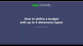 Sage X3  Define a budget w up to 9 dimension types [upl. by Aicenat]