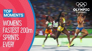 Top 10 Fastest Womens 200m Sprint in Olympic history  Top Moments [upl. by Gherlein]