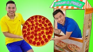 Funny Uncle John Pretend Play w Pizza Food Kitchen Restaurant Cooking Kids Toys [upl. by Ozen]