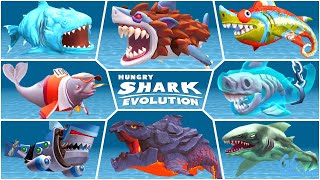 ALL EVOLVED SHARKS vs Giant CRAB in Hungry Shark Evolution [upl. by Aba]