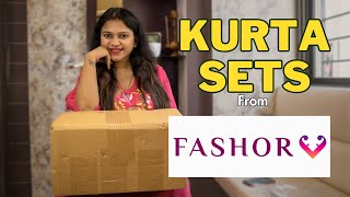 Fashor Kurta Set Haul  Fashor Kurta Set Review  Basic With Divya [upl. by Atik]