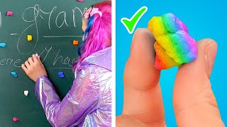 FUN RAINBOW SCHOOL LIFE Rainbow School Supplies amp Clever Hacks by Crafty Panda How [upl. by Bohun305]