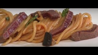 Pasta recipe Spaghettini De Cecco with Shitaki Mushroom and beef [upl. by Ramoh]