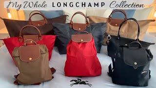 My Entire Longchamp Le Pliage Collection  LOriginal Club Leather [upl. by Josee]