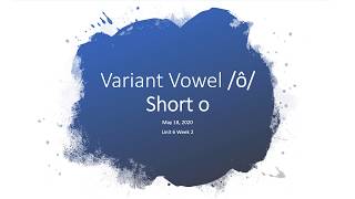 Phonics Variant Vowel short o awau augh al [upl. by Bianca303]