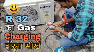 How to Gas Charging in AC  R32 Gas Charging Full Practical  Gas Charging in Ac  Abid Shaikh [upl. by Hplodur]