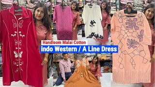 Handloom Malai Cotton indowestern amp A Line Dress Manufacturer amp Wholesaler in Kolkata New market [upl. by Merla]