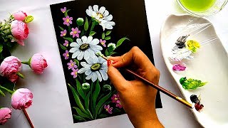 Easy Flower Painting Tutorial  Beginner Flower Painting  Acrylic Painting [upl. by Mccallion722]