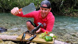 WORLDS LARGEST CRAWFISH Catch Clean amp Cook in JAMAICA [upl. by Yreved]