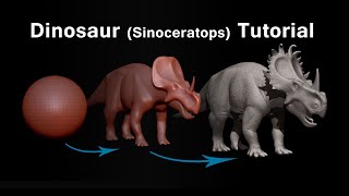 Dinosaur sculpting Tutorial Sinoceratops Sculpting with Zbrush [upl. by Shama]