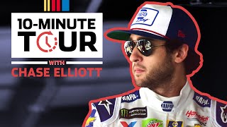 Chase Elliott offers inside look of motorcoach at Darlington 10Minute Tour [upl. by Ahtivak987]