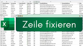 Excel Zeile fixieren  SchrittfürSchrittAnleitung [upl. by Aicenev]