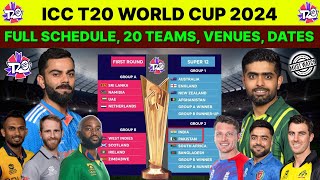 ICC T20 World Cup 2024 Full Schedule All Teams Host Nation Venues Dates  West Indies USA [upl. by Littell]