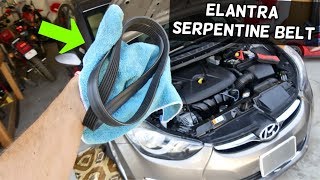 HOW TO REPLACE SERPENTINE BELT ON HYUNDAI ELANTRA Belt Diagram [upl. by Nelad]