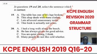 KCPE ENGLISH 2020 KCPE past papers english 2019KCPE english revision KCPE ENGLISH 2019 Q16  20 [upl. by Aara318]