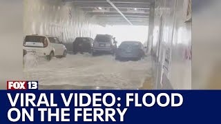 Viral video shows Washington state ferry deck get flooded while crossing Strait of Juan de Fuca [upl. by Oludoet339]